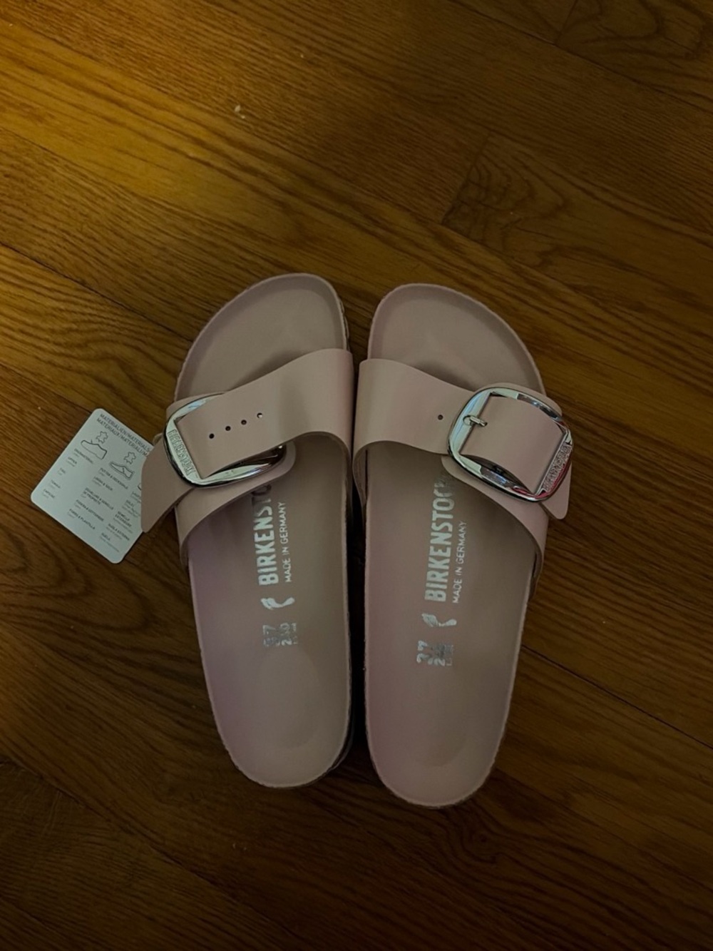 Birkenstock Women's Blush Pink Madrid Single-Band Sandals with Silver Buckle